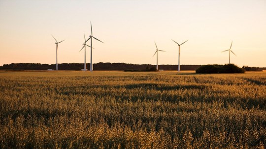 Wind turbines in beautiful landscape