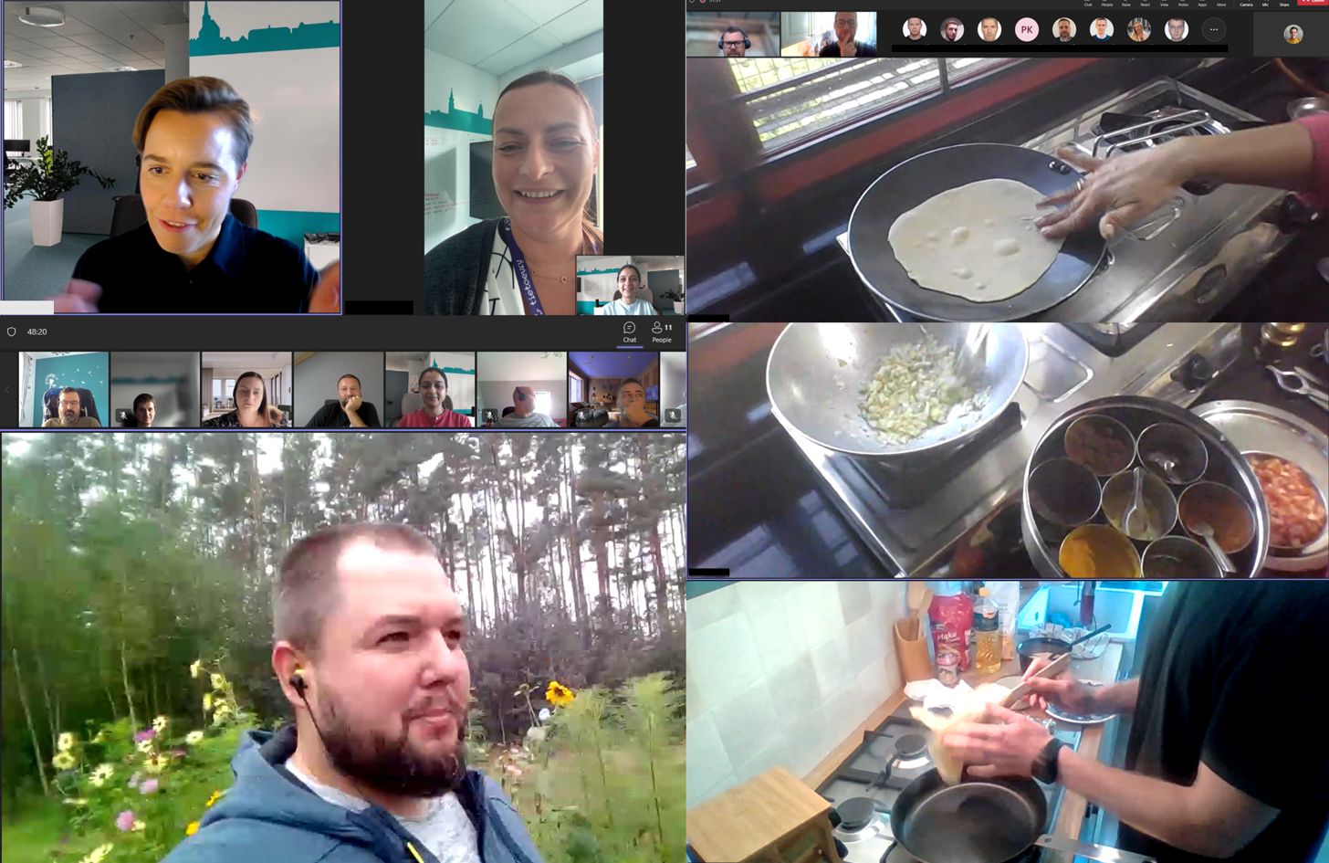 Tours in garden and kitchen.